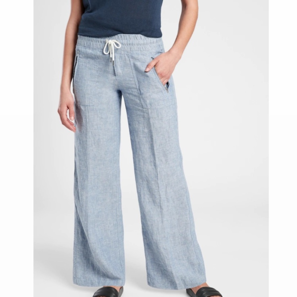 Athleta Cabo Linen Wide Leg Pants Size 6